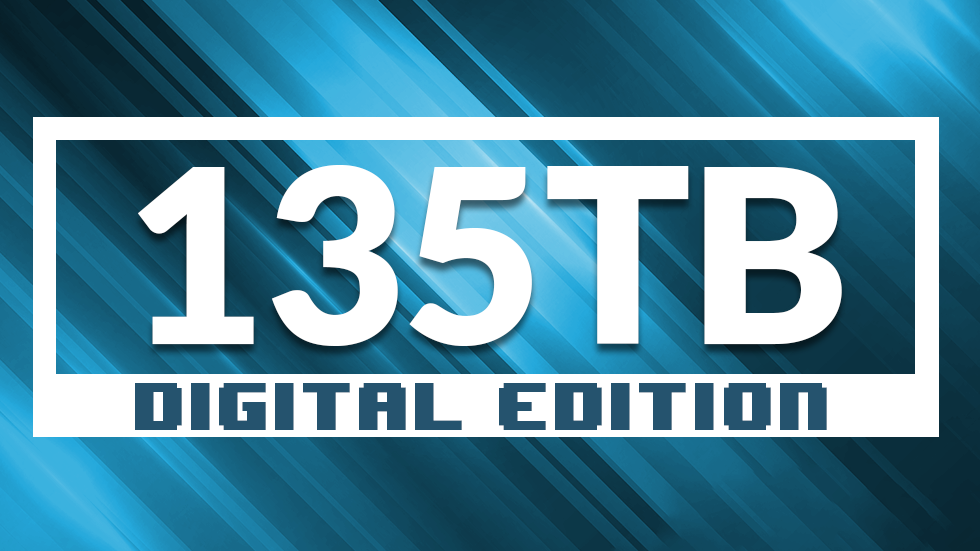 Retro gaming collection 135TB digital edition logo on blue abstract background