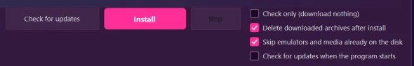 Install button with update and check options